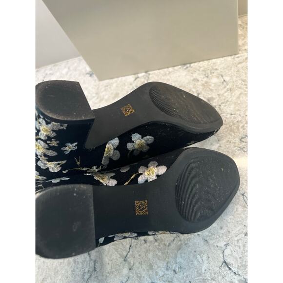 Anne Klein Gorgia Floral Ankle Booties w Block Heels Black Silver Size 8.5 M JL - Picture 6 of 9